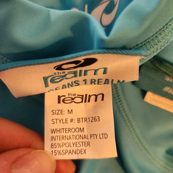 The Realm Swim Tee Shirt Men Size Medium Turquoise Blue Set of 2 Short Sleeve - Picture 9 of 10